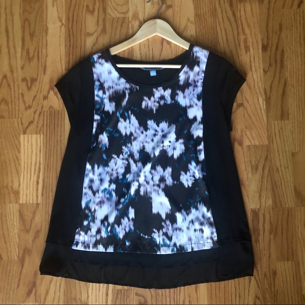 Black Multi Simply Vera Short Sleeve Blouse
